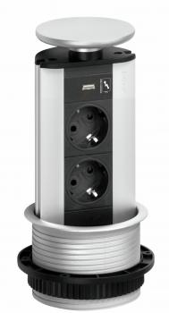Energiebox Evoline Port USB-A, Deckel silberfarbig, Versenkbar